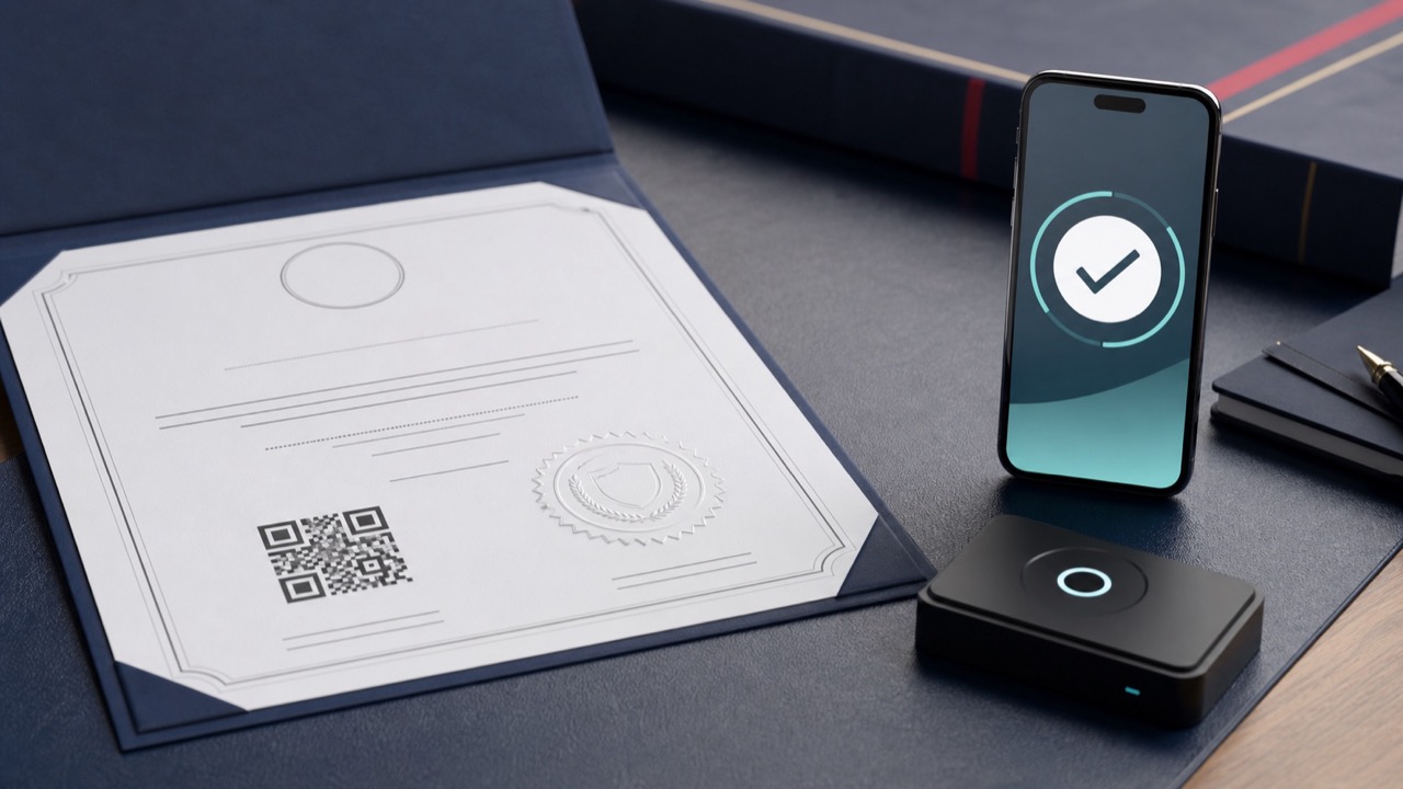 Certificate record with digital verification interface