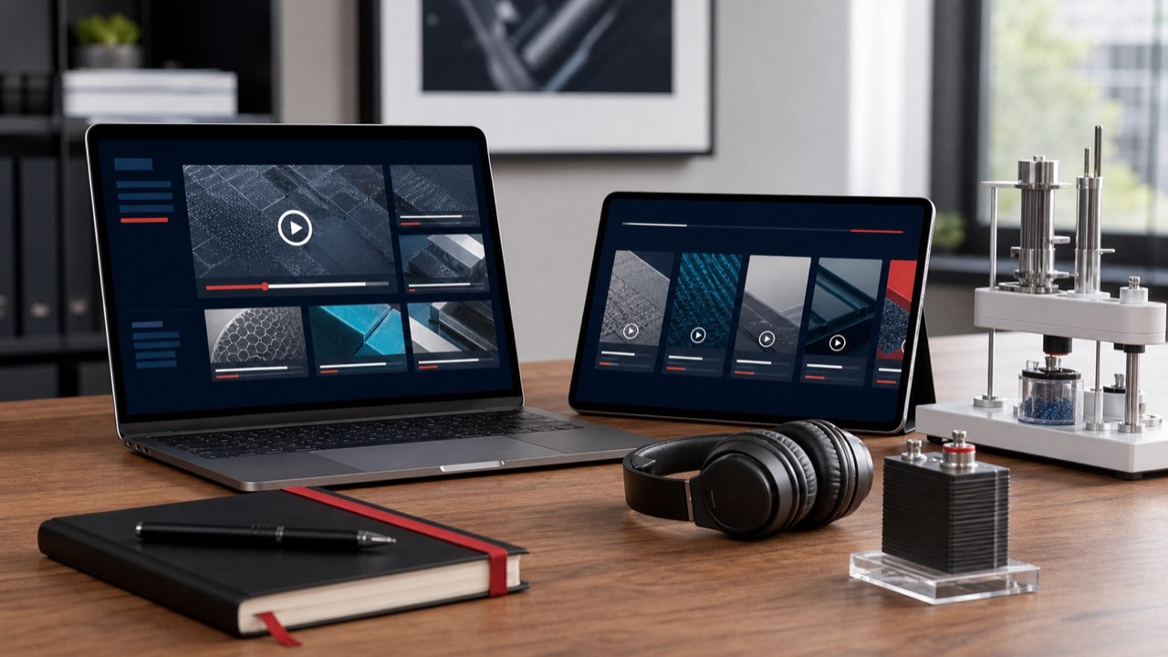 Online technical learning library displayed across digital devices