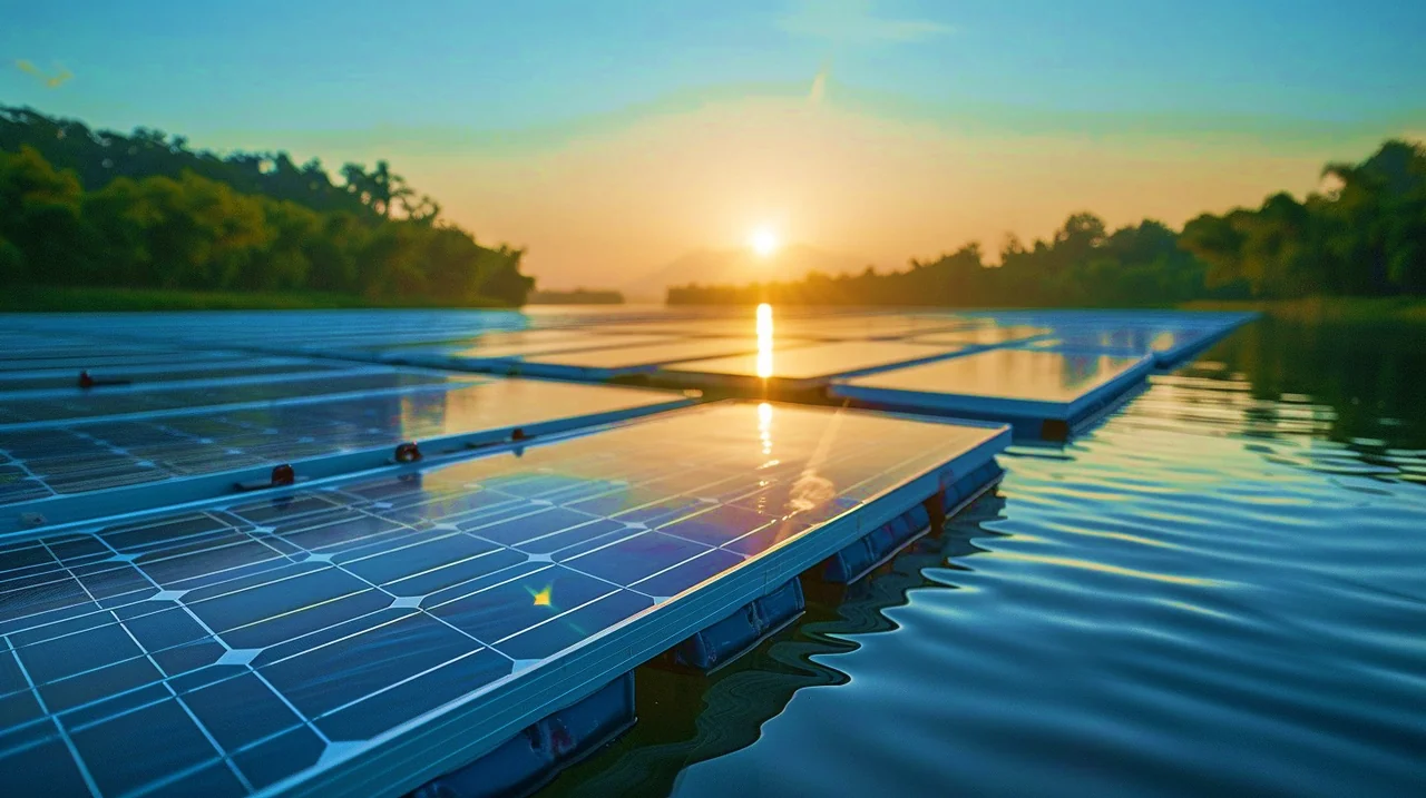 Floating solar panels illustrating the energy storage programme